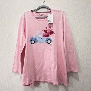 Kim Rogers Pink Long Sleeve Tee with Car and Hearts